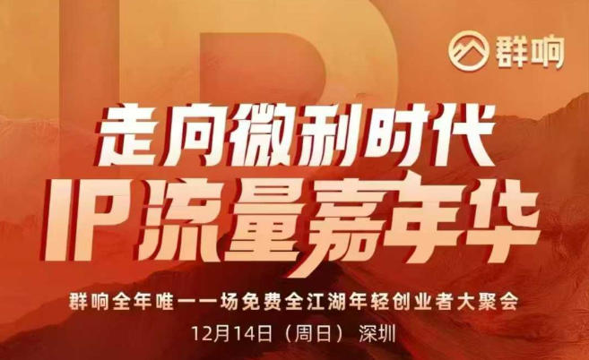 2025ip嘉年华万人12月14深圳线下课，走向微利时代，IP流量嘉年华，实操性极强的商业干货课-网创商城