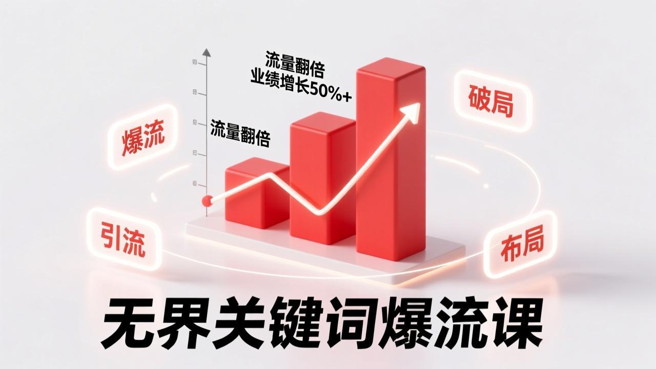 无界关键词爆流课，破局布局逻辑、阶段精准引流，实现流量翻倍，店铺业绩增长50%+。-网创商城