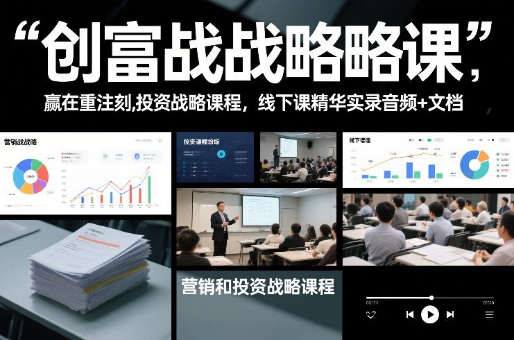 创富战略课，赢在重注时刻，营销和投资战略课程，线下课精华实录音频+文档-网创商城