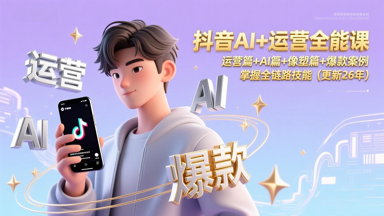 抖音AI+运营全能课，运营篇+AI篇+像塑篇+爆款案例，掌握全链路技能(更新26年-网创商城