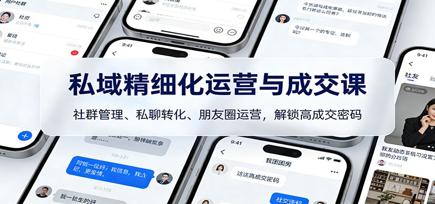 私域精细化运营与成交课：社群管理、私聊转化、朋友圈运营，解锁高成交密码-网创商城