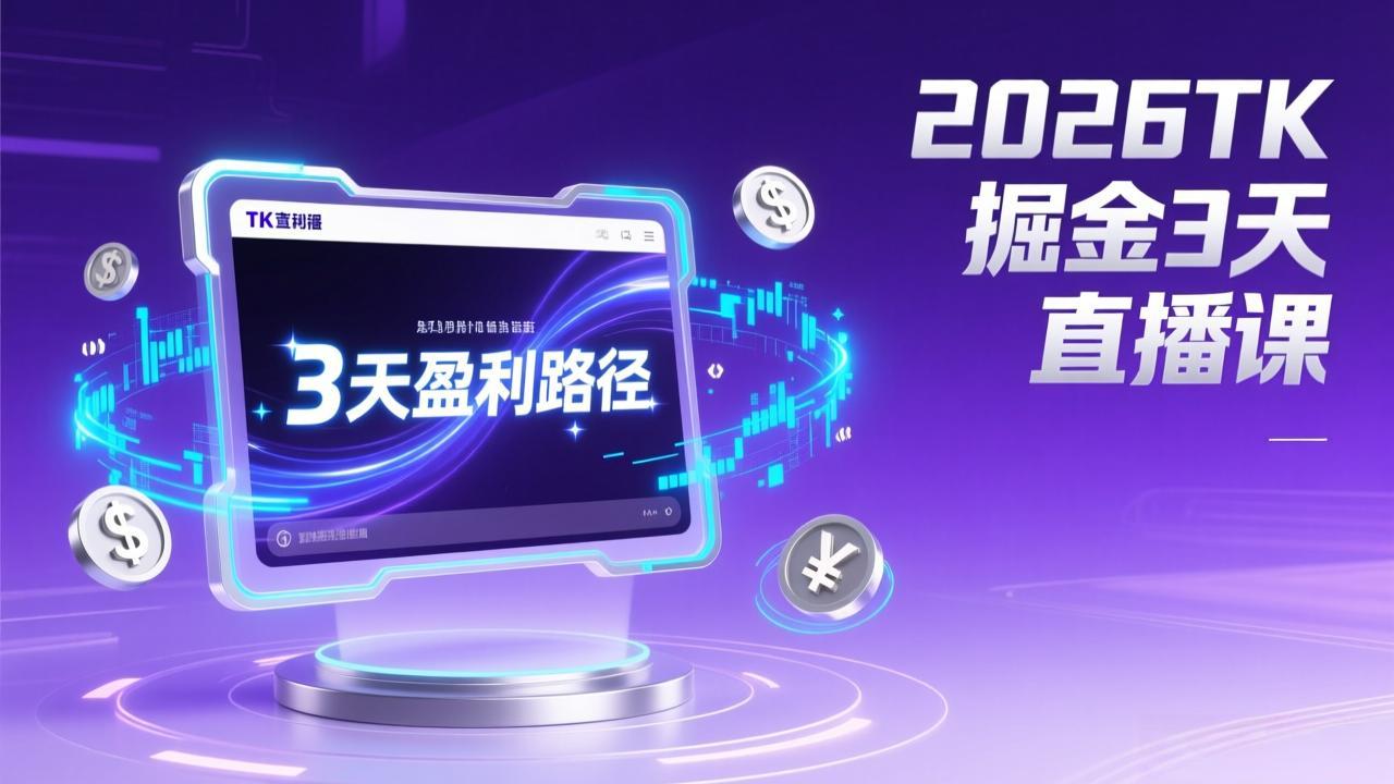 2026TK掘金直播课，起号涨粉+直播带货+商单变现+3天打通盈利路径，月入过万美金-网创商城