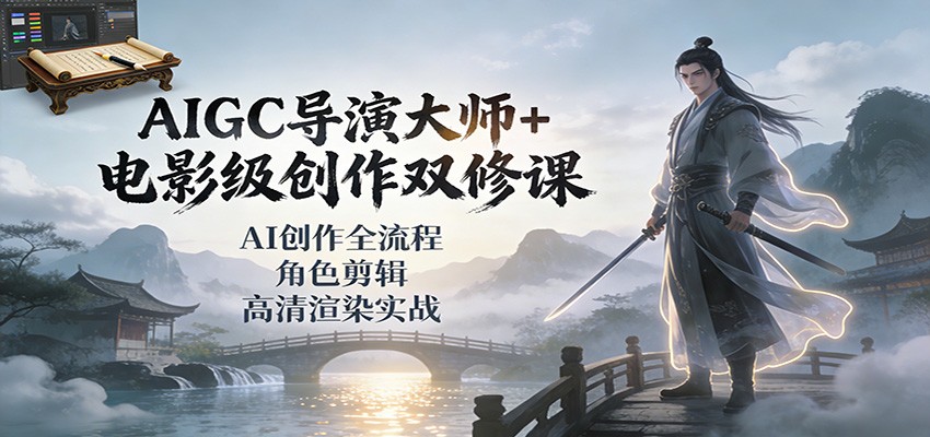 AIGC导演大师+电影级创作双修课：AI创作全流程、角色剪辑、高清渲染实战-网创商城