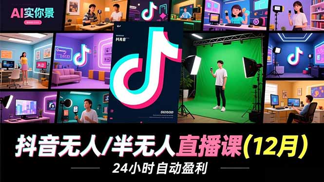 抖音无人/半无人直播课(12月-网创商城