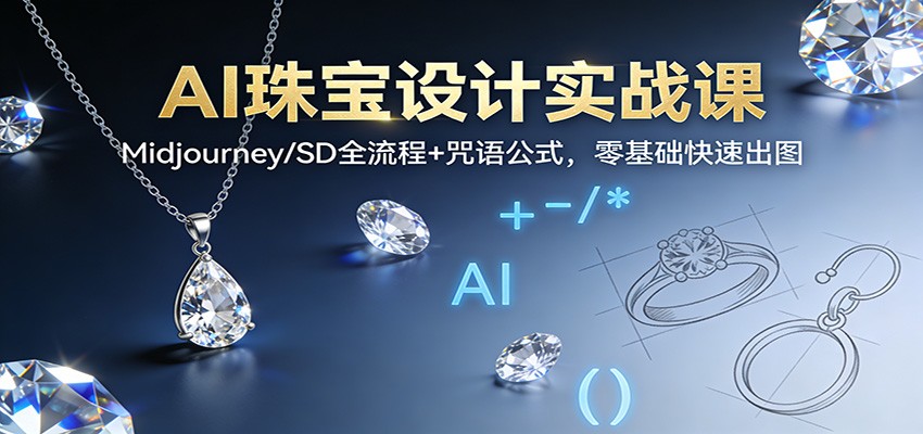 AI珠宝设计实战课：Midjourney/SD全流程+咒语公式，零基础快速出图-网创商城