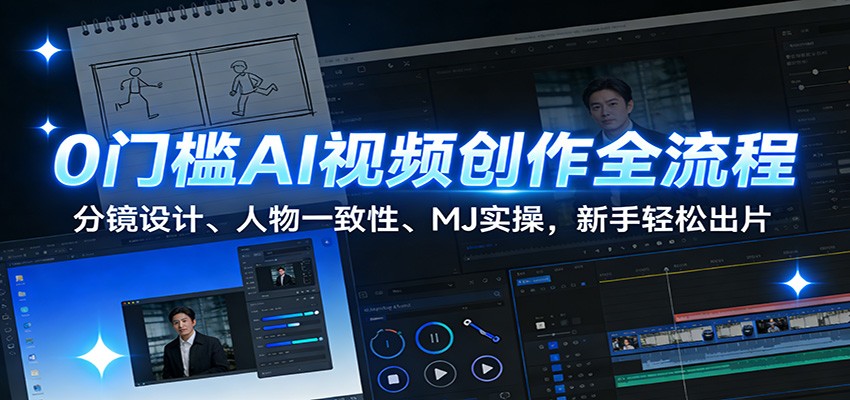 0门槛AI视频创作全流程：分镜设计、人物一致性、MJ实操，新手轻松出片-网创商城