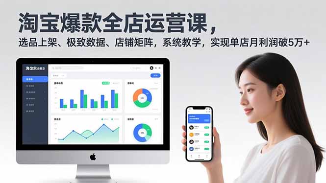 淘宝爆款全店运营课2.0，选品上架、极致数据、店铺矩阵，系统教学，实现单店月利润破5万+-网创商城