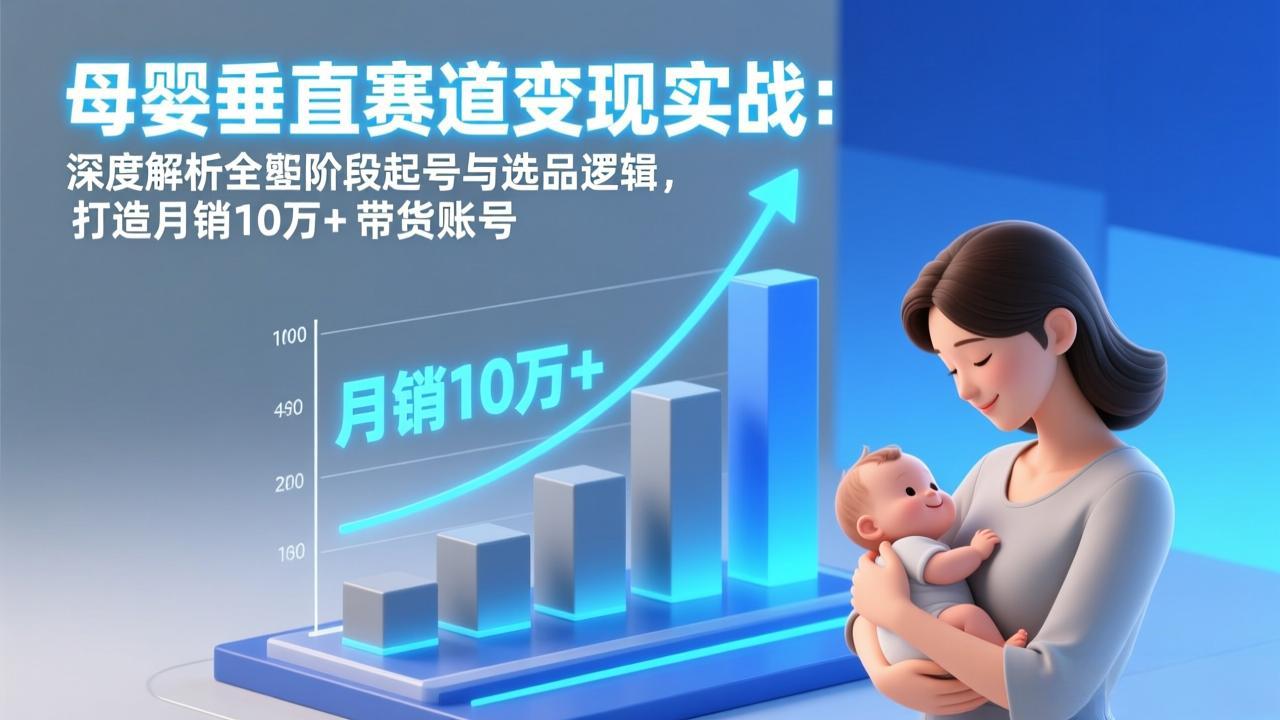 母婴垂直赛道变现实战:深度解析三大阶段起号与选品逻辑,打造月销10万+带货账号-网创商城