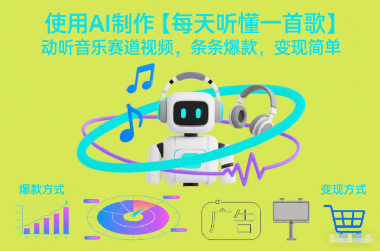 使用AI制作【每天听懂一首歌】动听音乐赛道视频，条条爆款，变现简单-网创商城