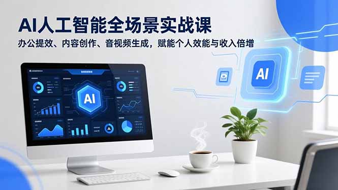 AI人工智能全场景实战课,办公提效、内容创作、音视频生成,赋能个人效能与收入倍增-网创商城