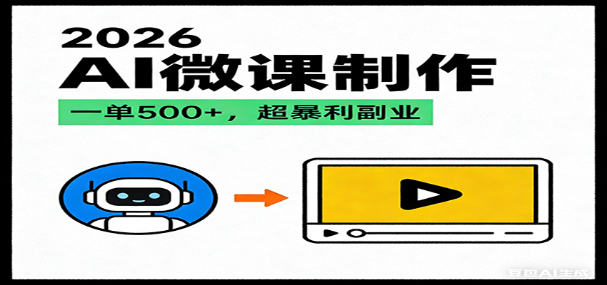 2026AI 风口最稳副业：微课代写制作，一单 500+，人人可做的蓝海项目-网创商城