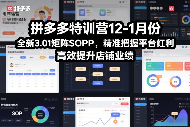 拼多多特训营12-1月份，全新3.01矩阵Sop，精准把握平台红利，高效提升店铺业绩-网创商城