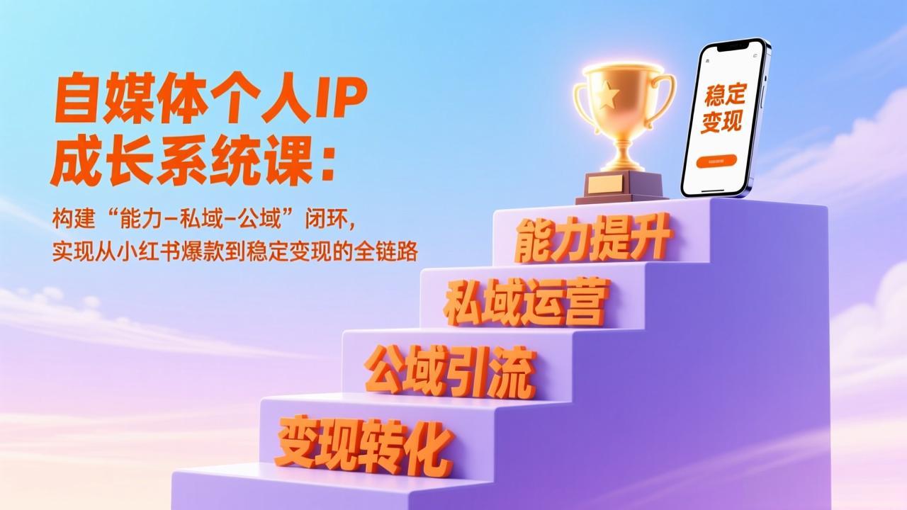 自媒体个人IP成长系统课：构建“能力-私域-公域”闭环，实现从小红书爆款到稳定变现的全链路-网创商城