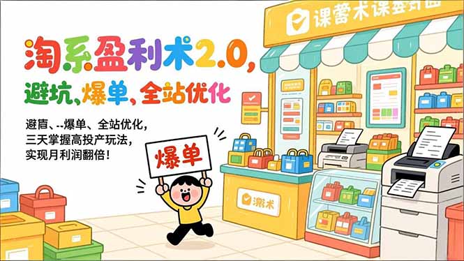 淘系盈利术2.0，避坑、爆单、全站优化，三天掌握高投产玩法，实现月利润翻倍！-网创商城