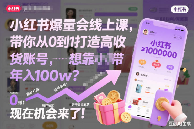 小红书爆量会线上课，带你从0到1打造高收益带货账号，想靠小红书带货年入100w？现在机会来了！(更新)-网创商城