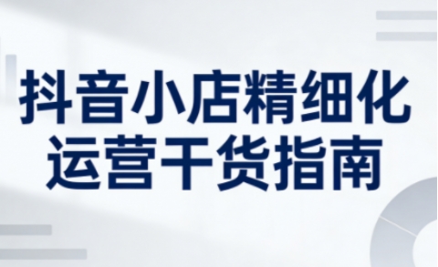 抖音小店精细化运营干货指南新版，助力商家系统提升店铺运营能力-网创商城