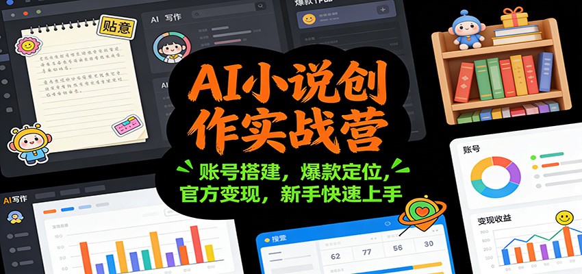AI小说创作实战营：账号搭建，爆款定位，官方变现，新手快速上手-网创商城
