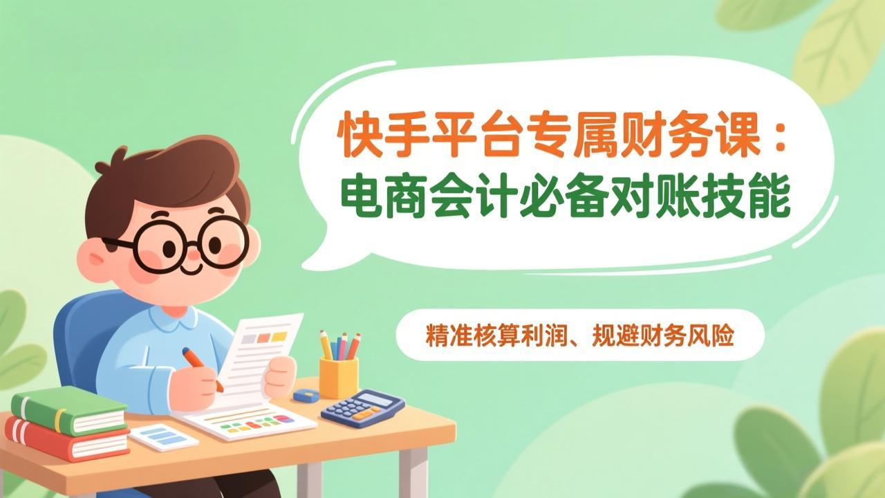 快手平台专属财务课：电商会计必备对账技能，精准核算利润、规避财务风险-网创商城
