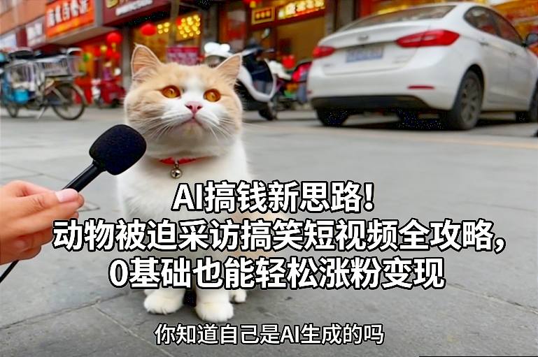 AI搞钱新思路！动物被迫采访搞笑短视频全攻略，0基础也能轻松涨粉变现-网创商城