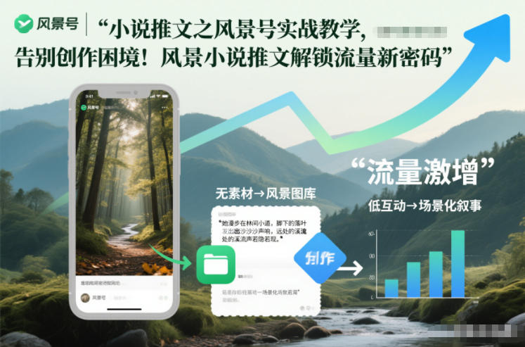小说推文之风景号实战教学，告别创作困境！风景小说推文解锁流量新密码-网创商城