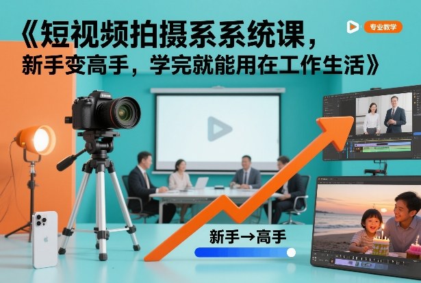 短视频拍摄系统课,新手变高手,学完就能用在工作生活-网创商城