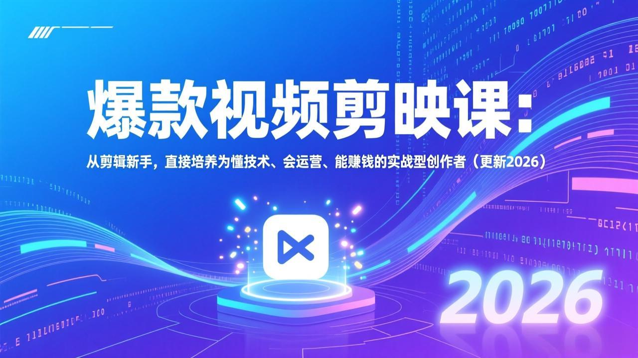 爆款视频剪映课:从剪辑新手,直接培养为懂技术、会运营、能赚钱的实战型创作者(更新2026-网创商城