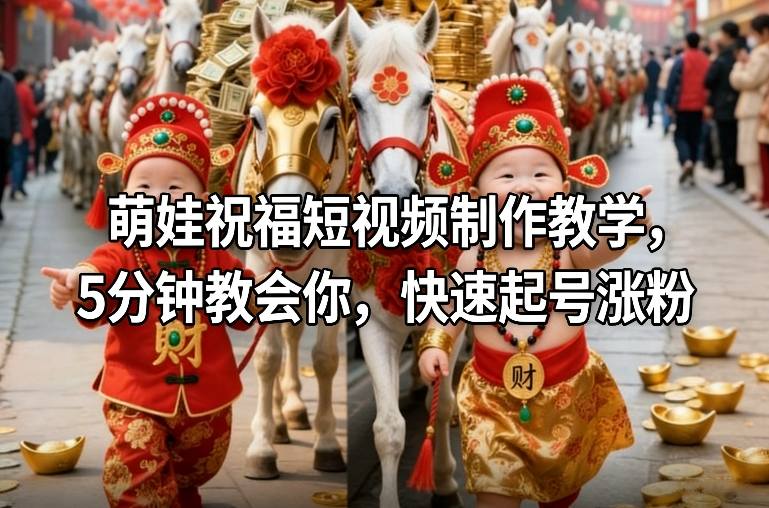 萌娃祝福短视频制作教学,5分钟教会你,快速起号涨粉-网创商城