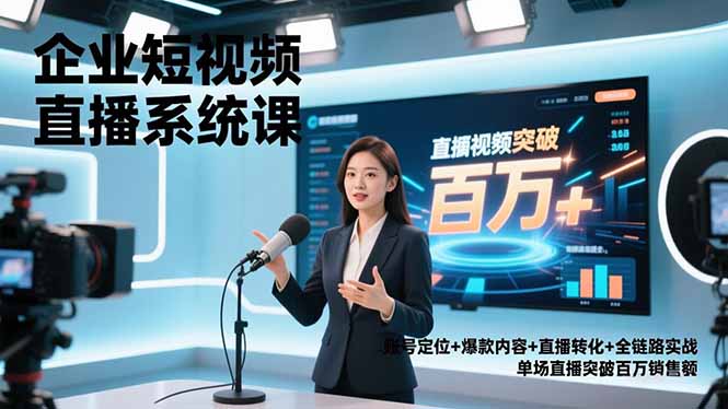 企业短视频直播系统课，账号定位+爆款内容+直播转化+全链路实战，单场直播突破百万销售额-网创商城