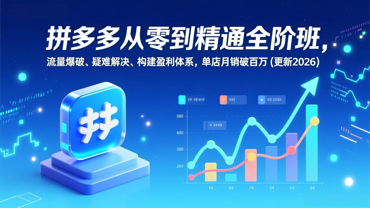 拼多多从零到精通全阶班，流量爆破、疑难解决，构建盈利体系，单店月销破百万(更新2026-网创商城