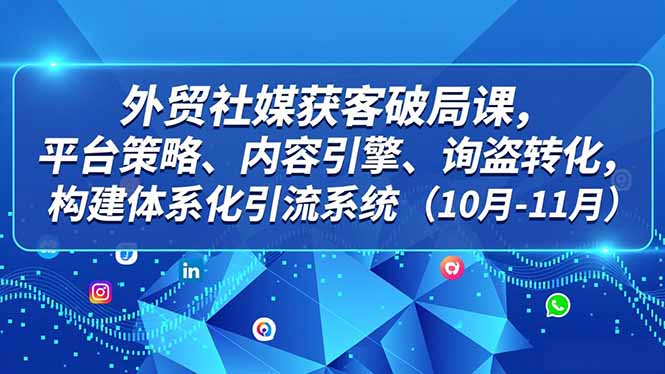 外贸 社媒获客破局课，平台策略、内容引擎、询盘转化，构建体系化引流系统(10月-11月-网创商城