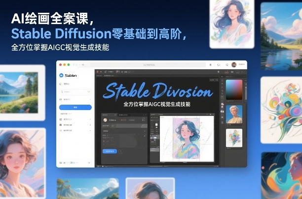 AI绘画全案课，Stable Diffusion零基础到高阶，全方位掌握AIGC视觉生成技能-网创商城