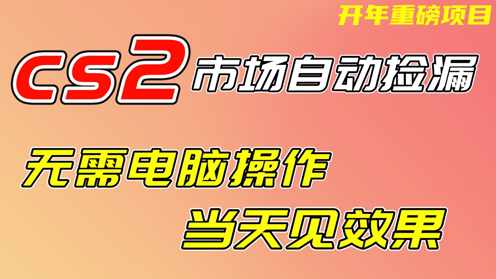 CS2市场挂机项，无需电脑操作，无需进入游戏，当天见效果，支持任何形式验证-网创商城