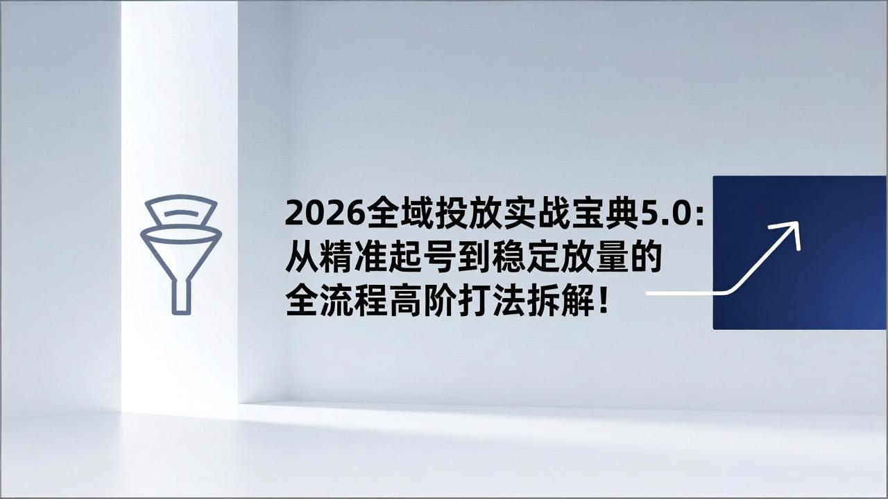 2026全域投放实战宝典5.0：从精准起号到稳定放量的全流程高阶打法拆解！-网创商城