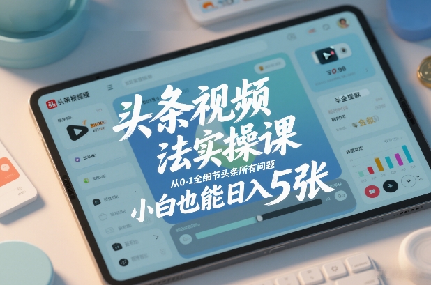 头条视频玩法实操课,从0-1全细节头条所有问题,小白也能日入5张-网创商城