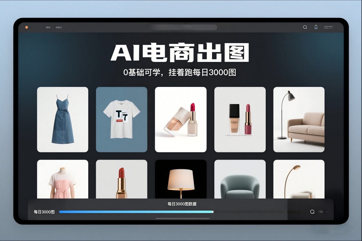AI电商出图，0基础可学，挂着跑每日3000图-网创商城