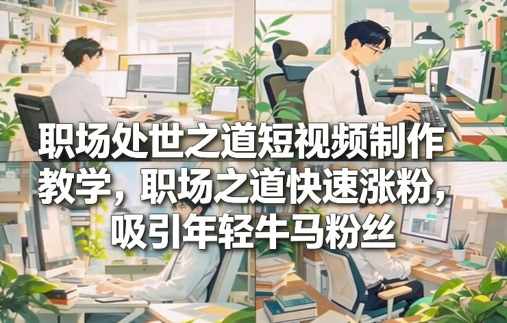 职场处世之道短视频制作教学，职场之道快速涨粉，吸引年轻牛马粉丝-网创商城