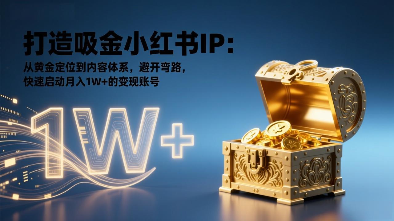 打造吸金小红书IP:从黄金定位到内容体系,避开弯路,快速启动月入1W+的变现账号-网创商城