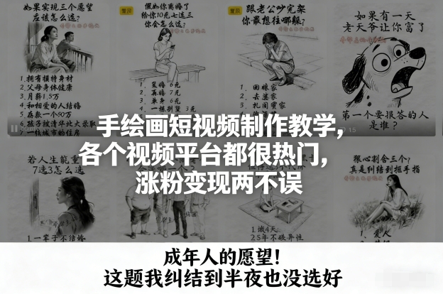 手绘画短视频制作教学，各个视频平台都很热门，涨粉变现两不误-网创商城