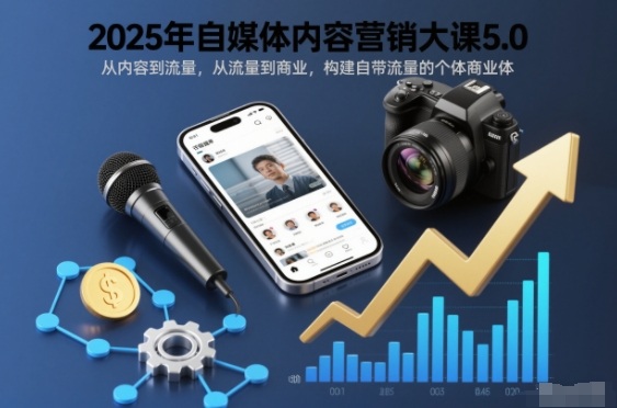 2025年自媒体内容营销大课5.0，从内容到流量，从流量到商业，构建自带流量的个体商业体-网创商城