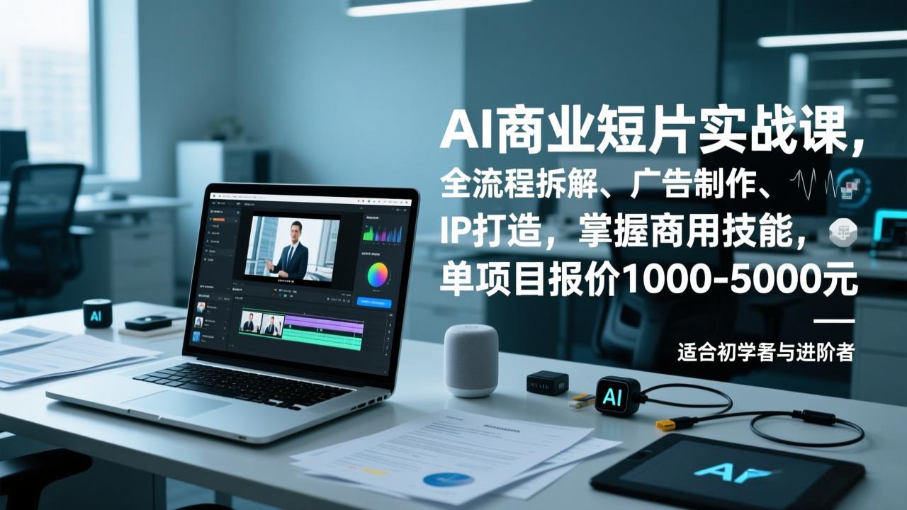 AI商业短片实战课，全流程拆解、广告制作、IP打造，掌握商用技能，单项目报价1000-5000元-网创商城