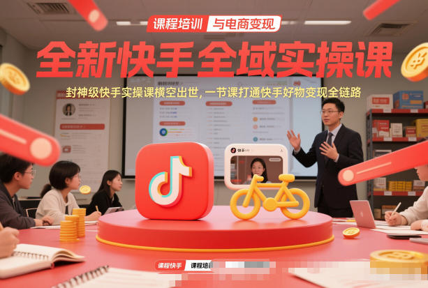 全新快手全域实操课，封神级快手实操课横空出世，一节课打通快手好物变现全链路-网创商城