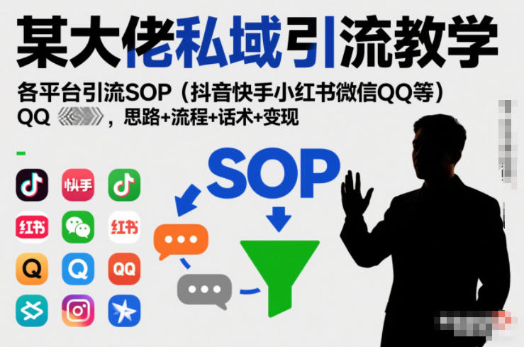 某大佬私域引流教学，各平台引流SOP(抖音快手小红书微信QQ等)，思路+流程+话术+变现-网创商城