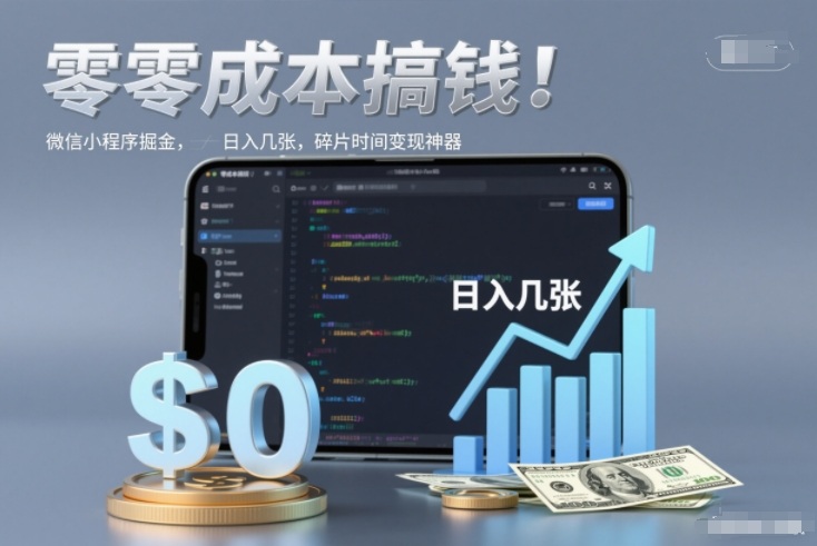 零成本搞钱,微信小程序掘金,简单易操作,日入几张,碎片时间变现神器【揭秘】-网创商城
