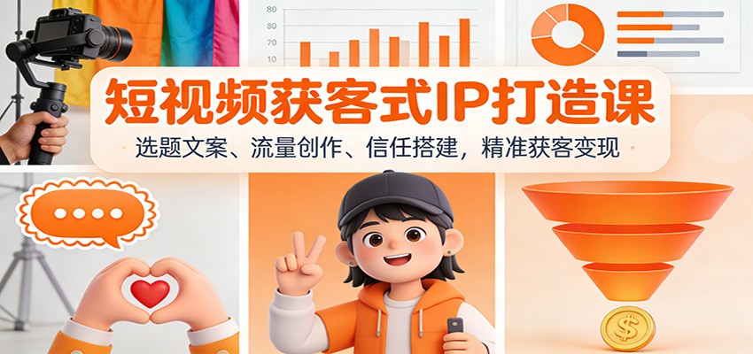 短视频获客式IP打造课：选题文案、流量创作、信任搭建，精准获客变现-网创商城