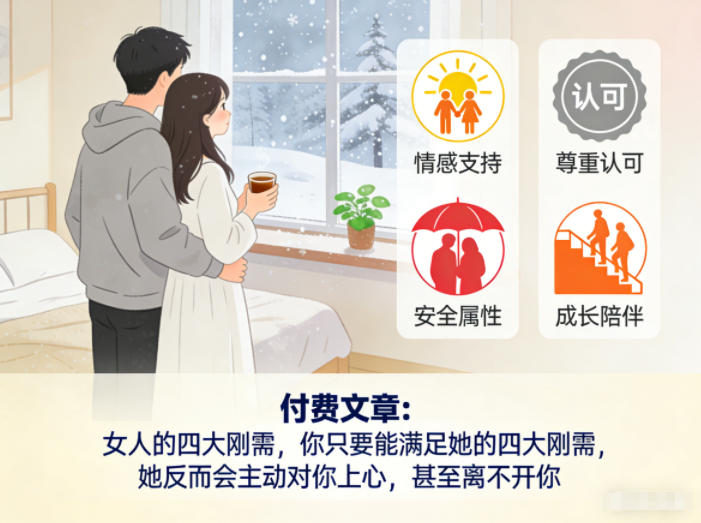 付费文章：女人的四大刚需，你只要能满足她的四大刚需，她反而会主动对你上心，甚至离不开你-网创商城