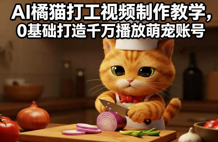 AI橘猫打工视频制作教学，流量狂飙，0基础打造千万播放萌宠账号-网创商城