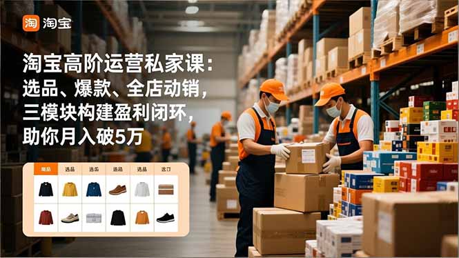 淘宝高阶运营私家课：选品、爆款、全店动销，三模块构建盈利闭环，助你月入破5万(更新12月-网创商城