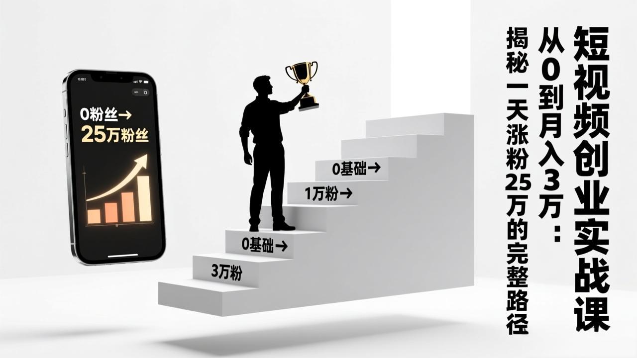 短视频创业实战课：从0到月入3万：揭秘一天涨粉25万的完整路径-网创商城