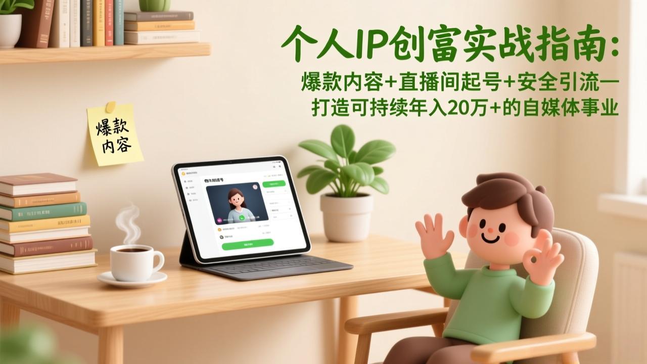个人IP创富实战指南:爆款内容+直播间起号+安全引流,打造可持续年入20万+的自媒体事业-网创商城