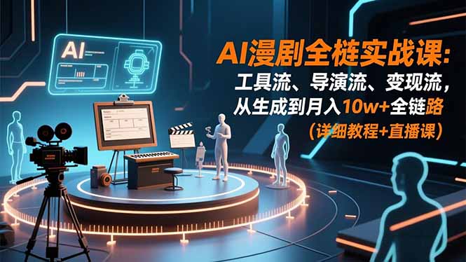 AI漫剧全栈实战课：工具流、导演流、变现流，从生成到月入10w+全链路 (详细教程+直播课-网创商城